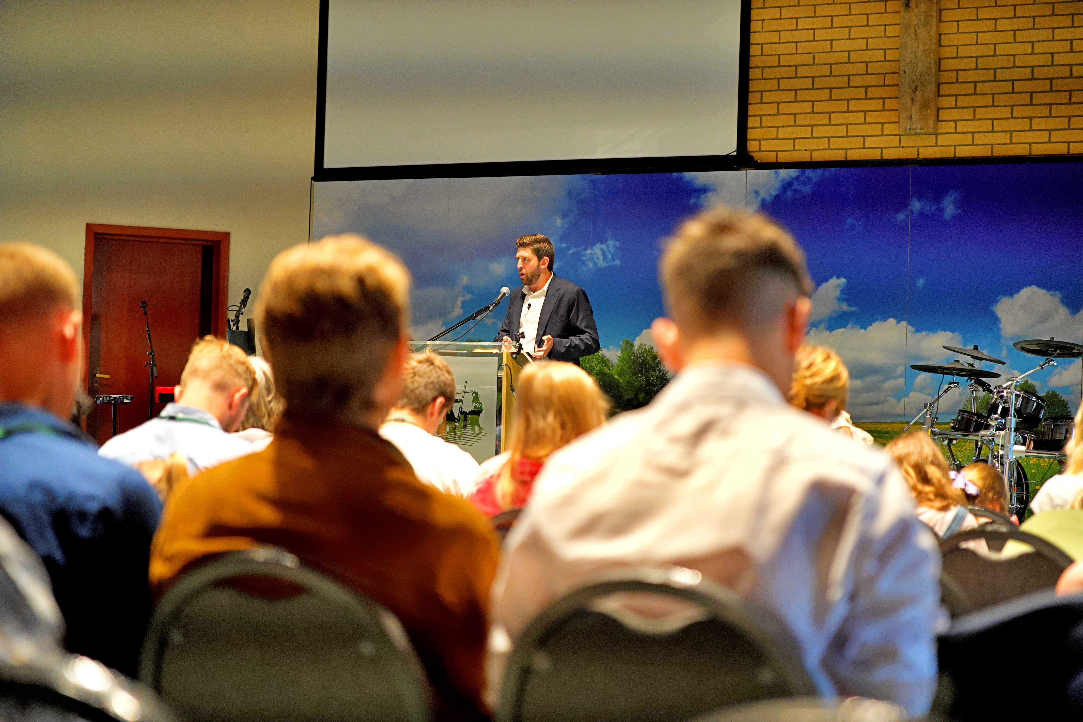 A speaker at the podium