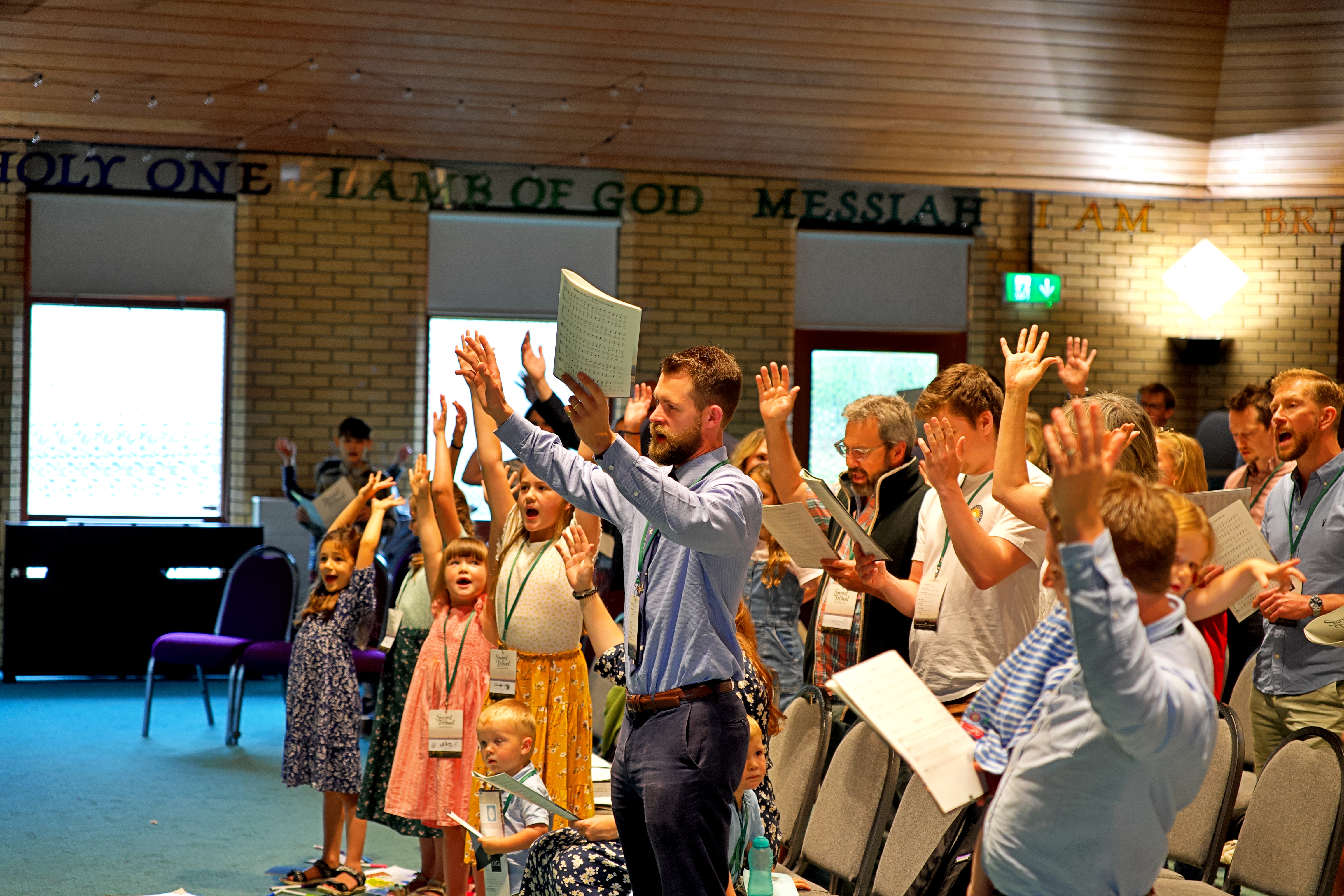 The congregation singing